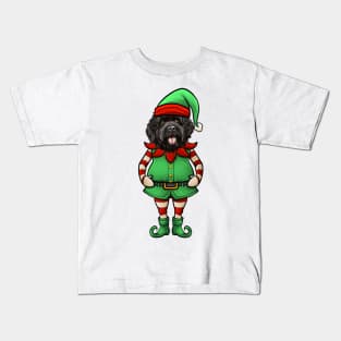 Funny Christmas Elf Bouvier des Flandres Dog Kids T-Shirt